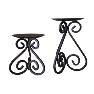 2 metal candle holders, Black candle holders for decor, Home accents